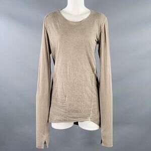 LOST & FOUND Size M Khaki Cotton Scoop Neck Casual Top